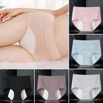 Женские герметичные менструальные трусики, дышащее хлопковое нижнее белье с высокой талией XL светло-серый