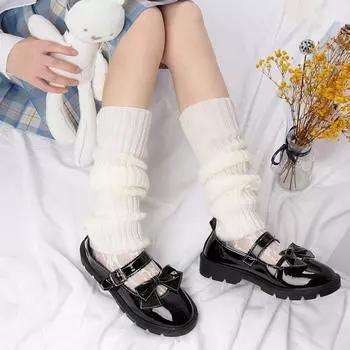 Женские гетры, манжеты для сапог, высокие теплые вязаные гольфы, черные гетры в стиле Харадзюку, подарки, готическая Лолита, гот, чехол для ног Y2k One Size