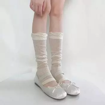 Женские гетры в балетном стиле, однотонные длинные носки, женские чулки JK Lolita Girls Kawaii, носки с рюшами, гетры