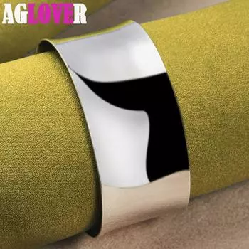 Женские гладкие открытые браслеты из стерлингового серебра 925 пробы, ювелирные изделия