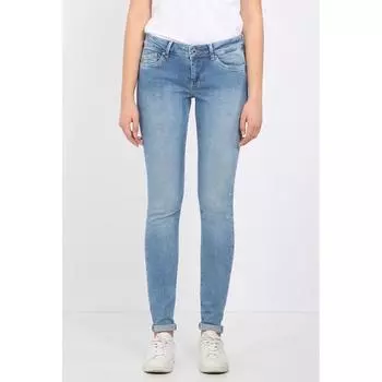 Женские голубые зауженные джинсы