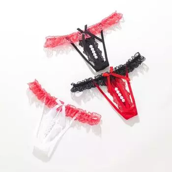 Женские горячие сексуальные ролевые женские стринги и стринги с жемчугом, открытые однотонные трусики с низкой талией, эротические трусики без следов L