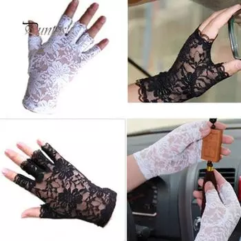 Женские готические нарядные перчатки, черно-белые варежки чёрный