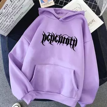 Женские готические толстовки с капюшоном Y2k с эстетическим принтом и длинным рукавом, уличная одежда, женская толстовка с капюшоном в стиле Харадзюку L чёрный