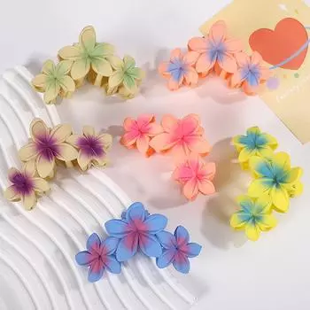 Женские градиентные цветочные заколки для волос, большие заколки для волос для девочек, заколки-крабы