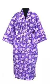 Женские халаты-кимоно ручной работы из хлопка, ночная рубашка, изготовленная из мягкой легкой хлопковой ткани, свободный размер, ночная рубашка #322 One Size разноцветный