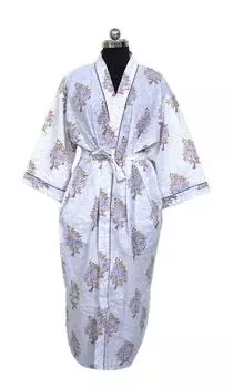 Женские халаты-кимоно ручной работы из хлопка, ночная рубашка, изготовленная из мягкой легкой хлопковой ткани, свободный размер, ночная рубашка #330 One Size разноцветный