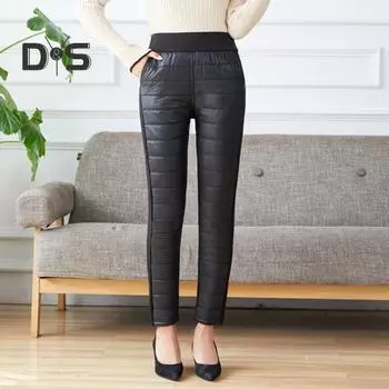 Женские хлопковые брюки, эластичные, с высокой талией, прямые, длинные брюки с карманами, утолщенные стеганые брюки в стиле пэчворк L вино красного