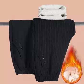 Женские хлопковые брюки, однотонные, с эластичной талией, повседневные брюки с карманами, утолщенная бархатная подкладка, зимние спортивные брюки 5XL A