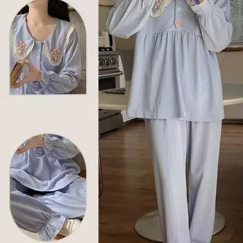 Женские хлопковые брюки с длинным рукавом, пижамный комплект, весна-осень, домашняя одежда, новая одежда для девочек, милая принцесса, одежда для улицы, домашний костюм M