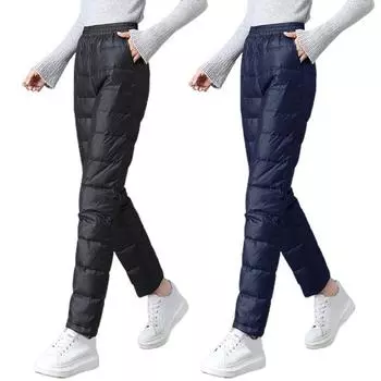 Женские хлопковые брюки с высокой талией, плотные цветные ветрозащитные брюки с карманами, теплые однотонные облегающие повседневные женские длинные брюки-карандаш 2XL чёрный