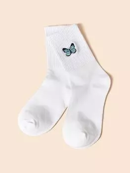 Женские хлопковые дышащие носки с вышивкой, хлопковые носки с животными, унисекс, счастливые повседневные белые теплые носки One Size
