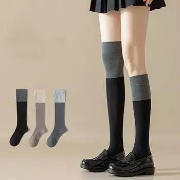 Женские хлопковые гольфы - повседневные однотонные и полосатые модные носки, 3 пары One size fits all