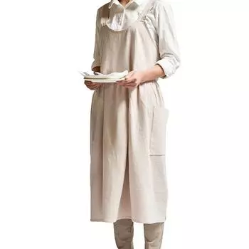 Женские хлопковые и льняные японские фартуки для домашней работы, платье для выпечки, фартуки без рукавов, ресторан, цветочный магазин, фартук для домашней кулинарии