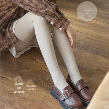 Женские хлопковые колготки с вертикальными полосками, облегающие, с добавлением бархата, теплые для весны, осени и зимы, черного и серого цветов 300D, 120g velvet-free, spring and autumn светло-серый