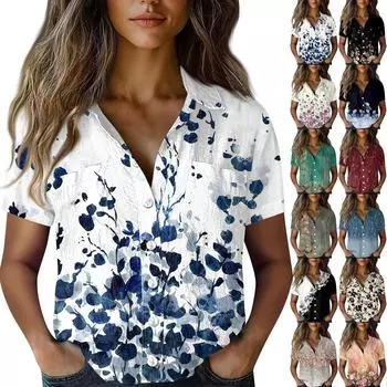 Женские хлопковые льняные топы, рубашки с короткими рукавами, свободные футболки в стиле бохо, винтажные блузки S