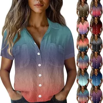 Женские хлопковые льняные топы, рубашки с короткими рукавами, свободные футболки в стиле бохо, винтажные блузки M