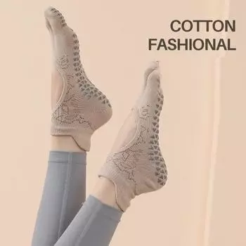 Женские хлопковые нескользящие чулки со скрещенными ногами и открытой спиной, спортивные носки для занятий йогой и бодибилдингом с пятью пальцами чёрный