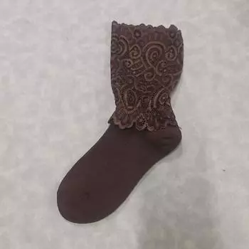 Женские хлопковые носки до середины икры с кружевной отделкой в корейском и японском стиле для осени/зимы One Size [35-40]