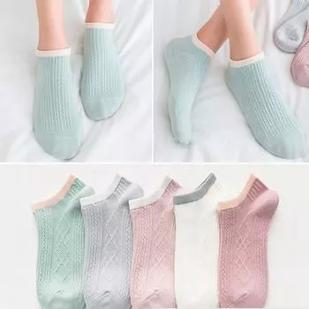 Женские хлопковые носки Harajuku, милые забавные носки, комплект коротких носков Лолиты в японском стиле, 5 пар One Size