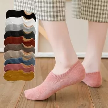 Женские хлопковые носки-лодочки, однотонные невидимые нескользящие тапочки с неглубоким ртом 35-39 белый