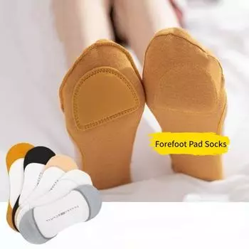 Женские хлопковые носки-лодочки с защитой от ударов и скольжения на переднюю часть стопы, силикон, непромокаемые, с неглубоким носком, на высоком каблуке, невидимые носки One size белый