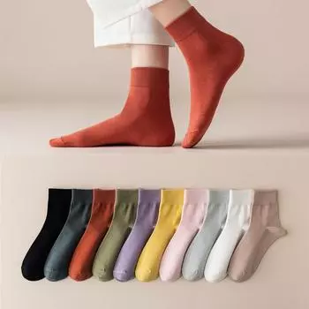 Женские хлопковые носки, милые белые носки Harajuku, однотонные спортивные носки в корейском стиле для девочек One Size белый