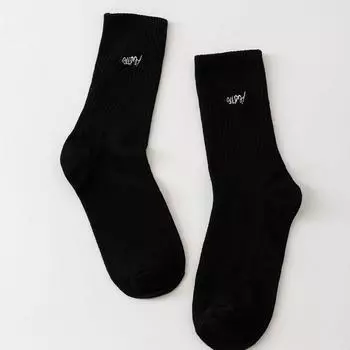 Женские хлопковые носки, простые модные черные носки до середины икры с надписью Y2k, забавные белые носки с вышивкой и улыбкой One Size