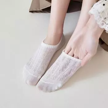 Женские хлопковые носки с низким вырезом на подкладке, женские нескользящие скрытые невидимые носки на плоской подошве, летние носки-лодочки One size чёрный