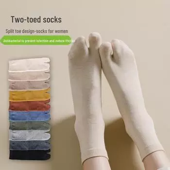 Женские хлопковые носки с раздельными пальцами, средней длины, с двумя пальцами, без косточек, стиль весна/осень, удобные и не вызывают боли. One Size жёлтый/имбирный