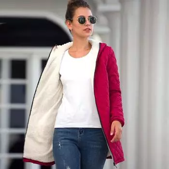 Женские хлопковые парки, зимняя длинная толстая куртка, красная женская одежда, женская бархатная верхняя одежда с капюшоном из ягненка S бордовый