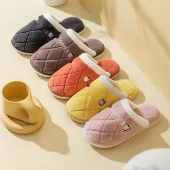 Женские хлопковые плюшевые тапочки — теплые и толстые для использования в помещении осенью/зимой 36-37 (Fits 35-36)