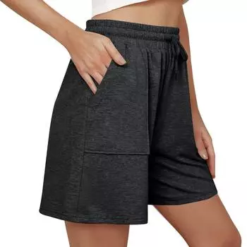 Женские хлопковые спортивные шорты Повседневные шорты свободного кроя Спортивные шорты Талия Повседневные брюки L чёрный