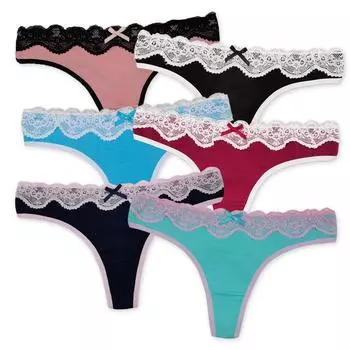 Женские хлопковые стринги, кружевные трусики-стринги, нижнее белье, женские трусы, сексуальное женское белье, брюки, нижнее белье, дамы с низкой посадкой, 6 шт./лот M