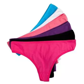 Женские хлопковые стринги, трусики-стринги, однотонное нижнее белье, трусы, сексуальное женское белье, интимное 6 шт./компл. M