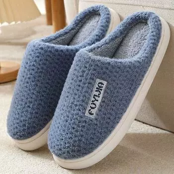 Женские хлопковые тапочки, мужские зимние бархатные теплые туфли на толстой подошве, нескользящая домашняя обувь, домашние тапочки 40-41