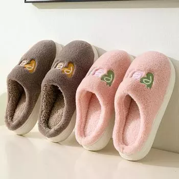 Женские хлопковые тапочки на осень и зиму, простая толстая подошва с плюшевой изоляцией, домашняя обувь для пар, мохнатые тапочки для мужчин 36 розовый