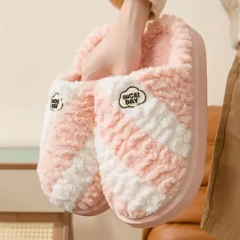 Женские хлопковые тапочки на толстой подошве разных цветов, зимние домашние тапочки с плюшевой подкладкой для пар, женские удобные теплые домашние тапочки 36-37 розовый