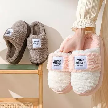 Женские хлопковые тапочки на толстой подошве, теплые и мягкие для домашнего использования, нескользящие, для пар в помещении зимой 39 розовый