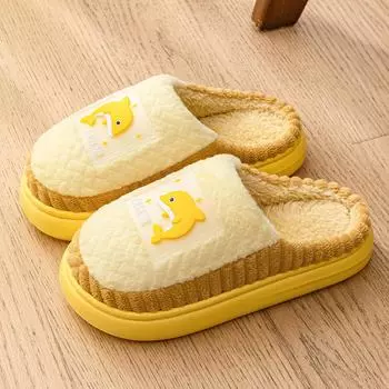 Женские хлопковые тапочки осень/зима 2024: Для использования в помещении и на открытом воздухе, противоскользящие, плюс бархат, теплый мех, дизайн для пар. 40-41 [Suitable for 39-40] кофейный