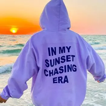 Женские хлопковые толстовки с принтами In My Sunset Chasing Era, индивидуальные уличные толстовки в стиле хип-хоп, повседневные женские повседневные математические толстовки с длинными рукавами S фиолетовый