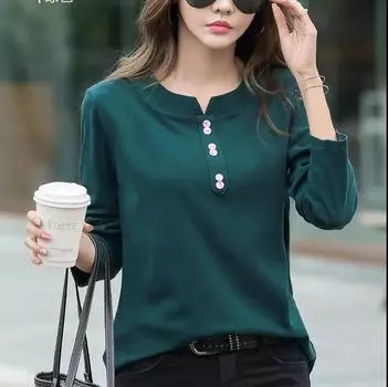 Женские хлопковые топы, повседневные пуловеры, футболки с длинными рукавами, весна-осень, тонкие рубашки большого размера XXXXL чёрный