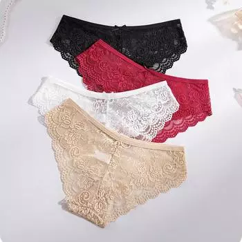 Женские хлопковые трусики M-2XL Женское кружевное нижнее белье в стиле пэчворк Сексуальные трусы с низкой талией Женские удобные трусы 5 шт./компл. M