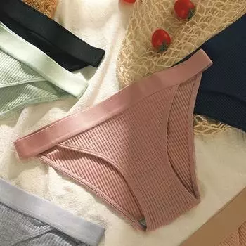 Женские хлопковые трусики, однотонные трусы, женское дышащее удобное нижнее белье, трусы M чёрный
