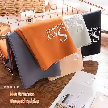 Женские хлопковые трусики с высокой талией, однотонные, сексуальные, бесшовные, с подтяжкой ягодиц, из ледяного шелка, антибактериальные, с треугольными чашечками M чёрный