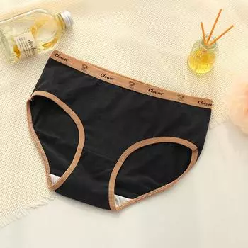 Женские хлопковые трусики со средней посадкой и рисунком в виде алфавита в цветах миража — мягкие, дышащие, с треугольным дизайном для комфорта в течение всего дня XL чёрный