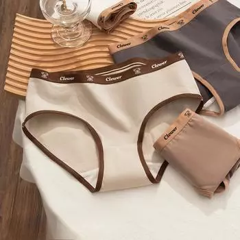 Женские хлопковые трусики со средней посадкой, мягкие дышащие трусы в тон, M-XL, женское нижнее белье M кофейный