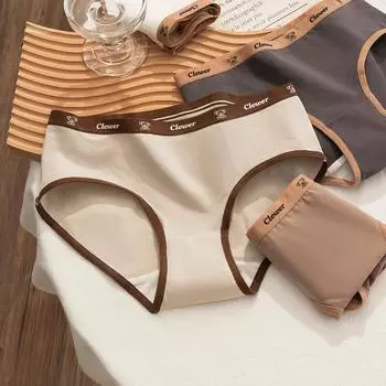 Женские хлопковые трусики со средней талией Alphabet Mirade Color, мягкие дышащие треугольные трусики M белый