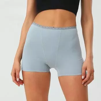 Женские хлопковые трусы-боксеры с высокой талией L светло-синий