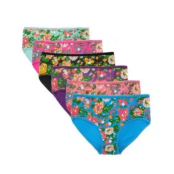 Женские хлопковые трусы с цветочным принтом, трусики для женщин, размеры 2XL, 3XL, 4XL, 6 шт./лот 2XL разноцветный